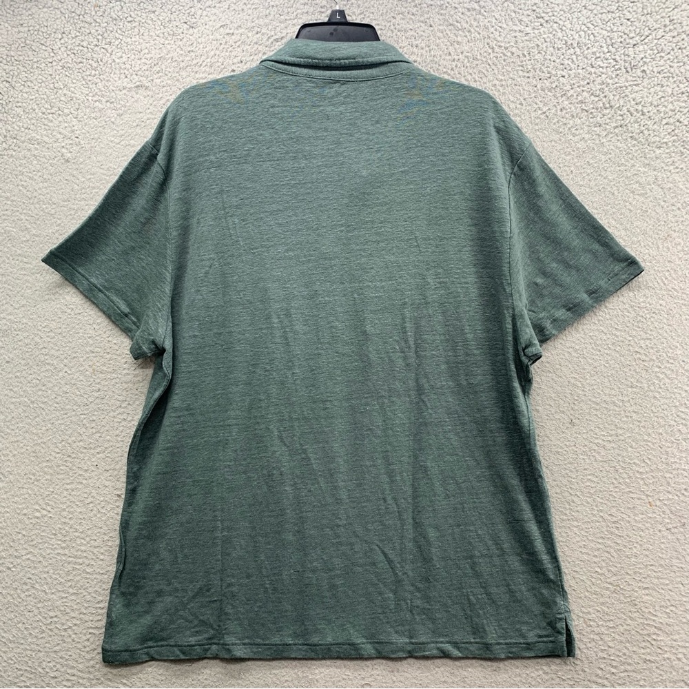 Bonobos Linen Polo Shirt Sage Green Solid Pullover V-Neck Collared Men’s Size XL - Picture 7 of 9